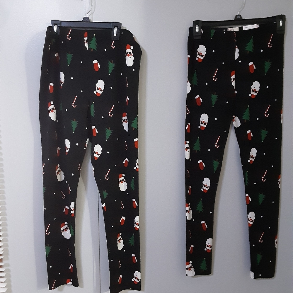 SO #168 Lot Of Two Santa Pajama Pants Sz Xs and XL